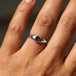 Cushion Smoky Quartz Signet Ring - Monolith 925 Sterling Silver Model Shot