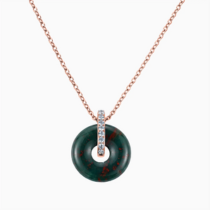 Donut Bloodstone Pave Bar Necklace - Origin Loop 18KT Rose Gold Vermeil Front View