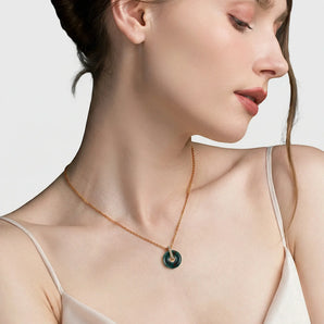 Donut Bloodstone Pave Bar Necklace - Origin Loop 18KT Rose Gold Vermeil Model Shot