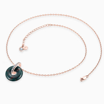 Donut Bloodstone Pave Bar Necklace - Origin Loop 18KT Rose Gold Vermeil Side View