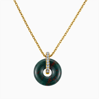 Donut Bloodstone Pave Bar Necklace - Origin Loop 18KT Yellow Gold Vermeil Front View
