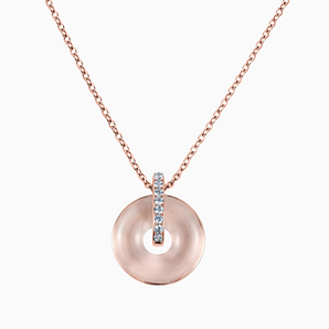 Donut Morganite Pave Bar Necklace - Origin Loop 18KT Rose Gold Vermeil Front View
