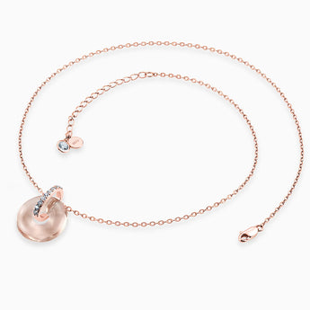 Donut Morganite Pave Bar Necklace - Origin Loop 18KT Rose Gold Vermeil Side View