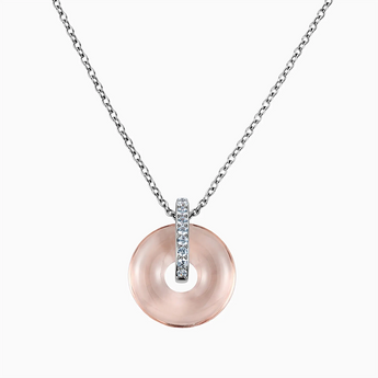 Donut Morganite Pave Bar Necklace - Origin Loop 925 Sterling Front View