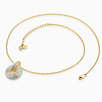 Donut Opal Pave Bar Necklace - Origin Loop 925 Sterling Side View