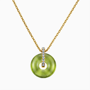 Donut Peridot Pave Bar Necklace - Origin Loop 18KT Yellow Gold Vermeil Front View