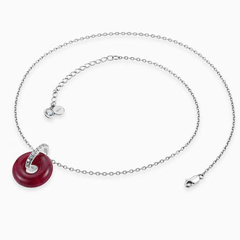 Donut Ruby Pave Bar Necklace - Origin Loop 925 Sterling Side View