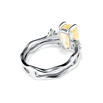 Double Band Raw Citrine Ring - Interweave 925 Sterling Silver Back View