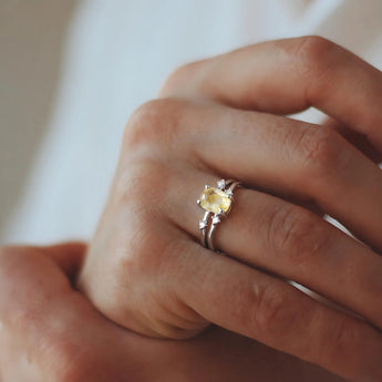 Double Band Raw Citrine Ring - Interweave 925 Sterling Silver Wearing Diagram