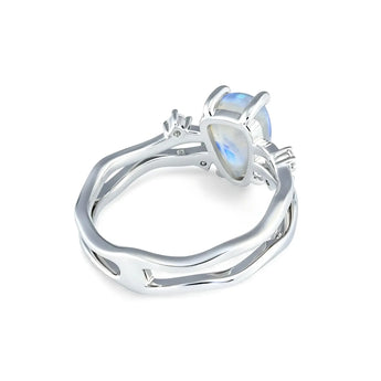Double Band Raw Moonstone Ring - Interweave 925 Sterling Silver Back View