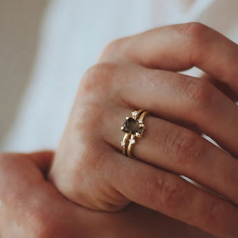 Double Band Raw Smoky Quartz Ring - Interweave 18KT Yellow Gold Vermeil Wearing Diagram