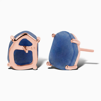 Geometric Freeform Blue Sapphire Studs - Facet Prism 18KT Rose Gold Vermeil Back View