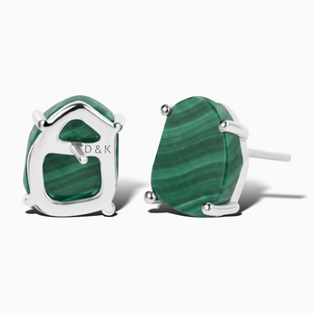 Geometric Freeform Malachite Studs - Facet Prism 925 Sterling Silver Back View