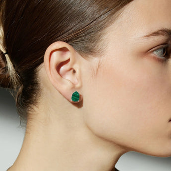 Geometric Freeform Malachite Studs - Facet Prism 925 Sterling Silver Model Shot