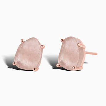 Geometric Freeform Morganite Studs - Facet Prism 18KT Rose Gold Vermeil Front View