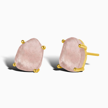 Geometric Freeform Morganite Studs - Facet Prism 18KT Yellow Gold Vermeil Front View
