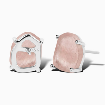 Geometric Freeform Morganite Studs - Facet Prism 925 Sterling Silver Back View