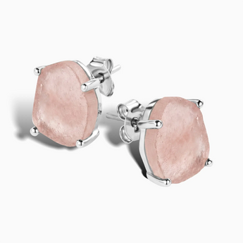 Geometric Freeform Morganite Studs - Facet Prism 925 Sterling Silver Side View