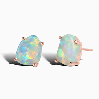 Geometric Freeform Opal Studs - Facet Prism 18KT Rose Gold Vermeil Front View