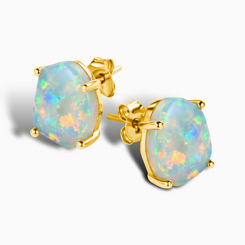 Geometric Freeform Opal Studs - Facet Prism 18KT Yellow Gold Vermeil Side View