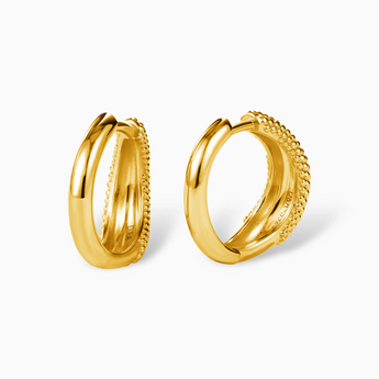 Granulated Interchangeable Hoop Earrings 18KT Yellow Gold Vermeil