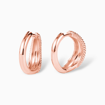 Granulated Interchangeable Hoop Earrings 18KT Rose Gold Vermeil