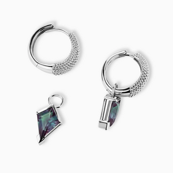 Granulated Kite Alexandrite Earrings - Valkyrie 925 Sterling Silver Vermeil Detail View