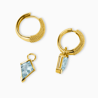 Granulated Kite Aquamarine Earrings - Valkyrie 18KT Yellow Gold Vermeil Detail View