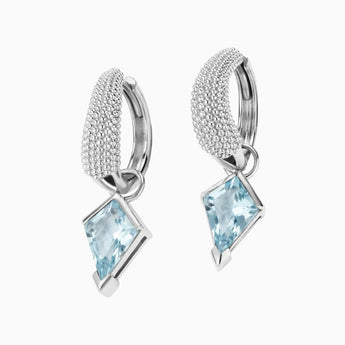 Granulated Kite Aquamarine Earrings - Valkyrie 925 Sterling Silver Vermeil Front View