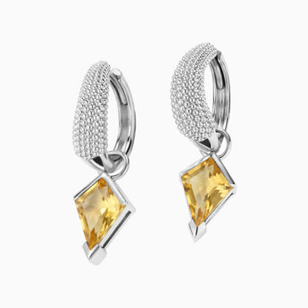 Granulated Kite Citrine Earrings - Valkyrie 925 Sterling Silver Vermeil Wearing Diagram