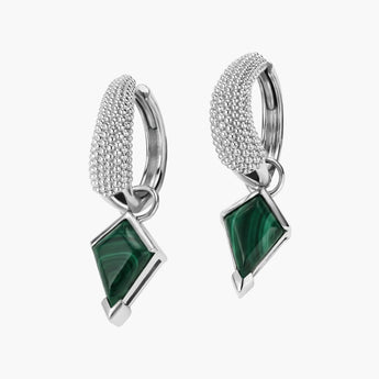 Granulated Kite Malachite Earrings - Valkyrie 925 Sterling Silver Vermeil Front View