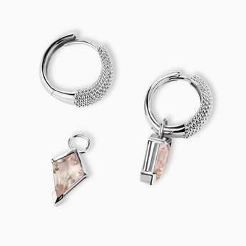 Granulated Kite Morganite Earrings - Valkyrie 925 Sterling Silver Vermeil Detail View