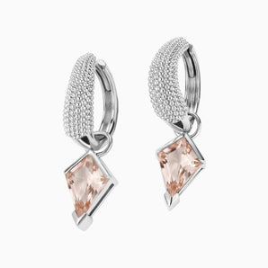 Granulated Kite Morganite Earrings - Valkyrie 925 Sterling Silver Vermeil Front View