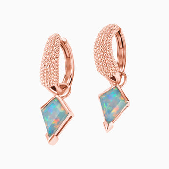 Granulated Kite Opal Earrings - Valkyrie 18KT Rose Gold Vermeil Front View