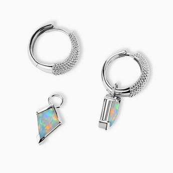 Granulated Kite Opal Earrings - Valkyrie 925 Sterling Silver Vermeil Detail View