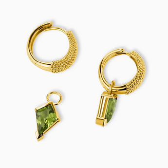 Granulated Kite Peridot Earrings - Valkyrie 18KT Yellow Gold Vermeil Detail View