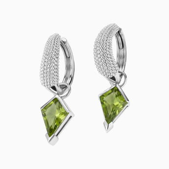 Granulated Kite Peridot Earrings - Valkyrie 925 Sterling Silver Vermeil Front View