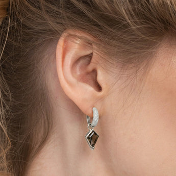 Granulated Kite Smoky Quartz Earrings - Valkyrie 925 Sterling Silver Vermeil Wearing Diagram