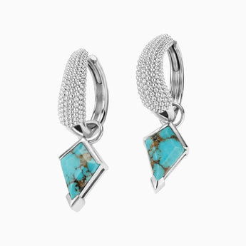 Granulated Kite Turquoise Earrings - Valkyrie 925 Sterling Silver Vermeil Front View