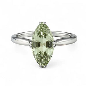 Green Amethyst Marquise Ring - Silent Glow 925 Sterling Silver Front View