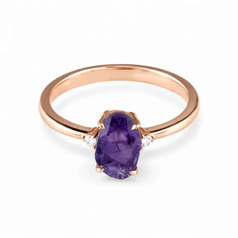 Irregular Amethyst Ring - Raw Aura 18KT Rose Gold Vermeil Front View