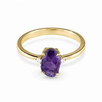 Irregular Amethyst Ring - Raw Aura 18KT Yellow Gold Vermeil Front View
