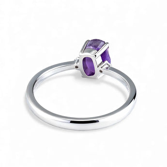Irregular Amethyst Ring - Raw Aura 925 Sterling Silver Back View
