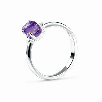 Irregular Amethyst Ring - Raw Aura 925 Sterling Silver Side View