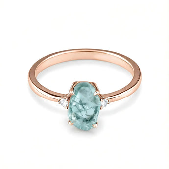 Irregular Aquamarine Ring - Raw Aura 18KT Rose Gold Vermeil Front View