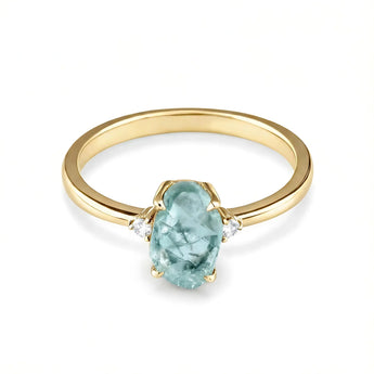 Irregular Aquamarine Ring - Raw Aura 18KT Yellow Gold Vermeil Front View