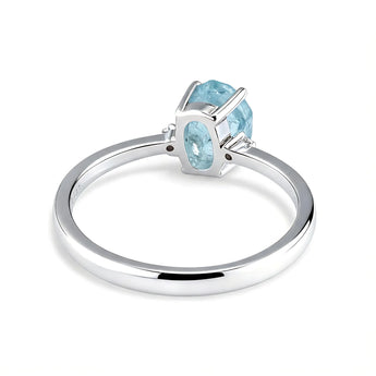 Irregular Aquamarine Ring - Raw Aura 925 Sterling Silver Back View