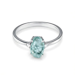 Irregular Aquamarine Ring - Raw Aura 925 Sterling Silver Front View