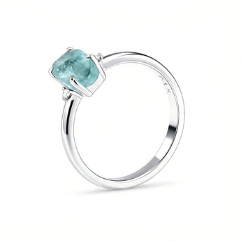 Irregular Aquamarine Ring - Raw Aura 925 Sterling Silver Side View