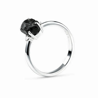 Irregular Black Onyx Ring - Raw Aura 925 Sterling Silver Side View